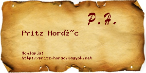 Pritz Horác névjegykártya